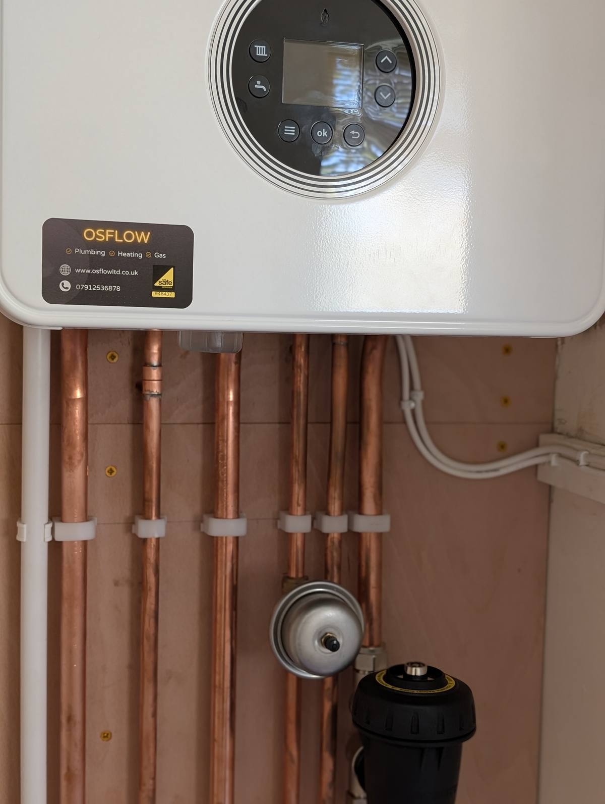 Central heating boiler with Osflow branding Oswestry